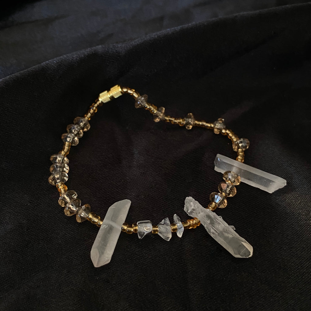 Crystal Quartz Bracelet | Gold Tone